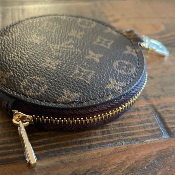 Brown and Gold Monogram Round Pouch - Picture 5 of 5